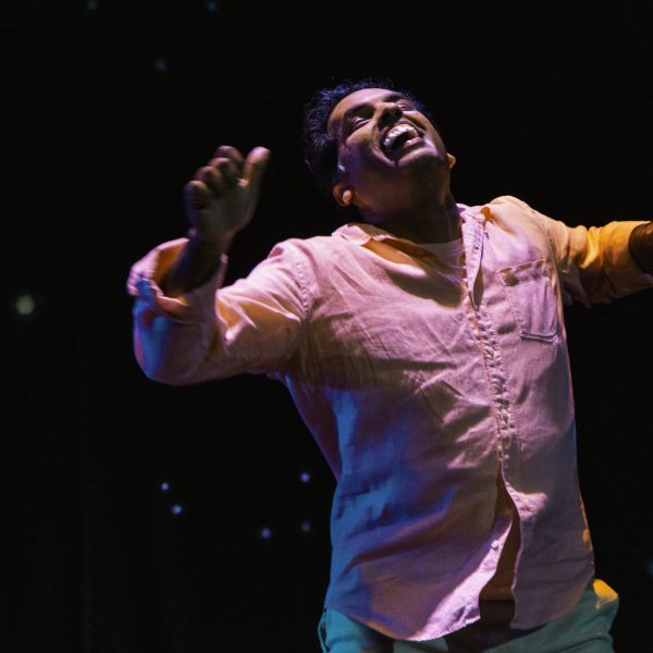 Actor Jacob Rajan dances with his eyes closed