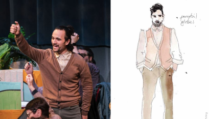 Photo of Neil from Dirty Work, along with a drawing of his costume