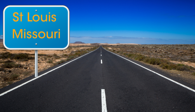 Image of a road with a sign that states St Louis, Missouri